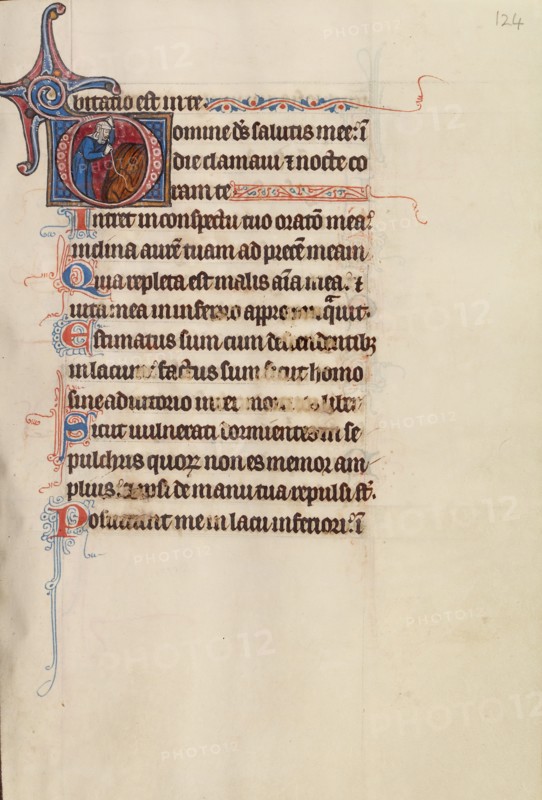 Initial D: Core Burning His Son; Bute Psalter, text and illumination about 1285. Creator: Bute Master.
