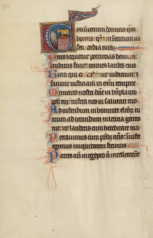 Initial C: The Israelites Adore the Golden Calf; Bute Psalter, text and illumination about 1285. Creator: Bute Master.