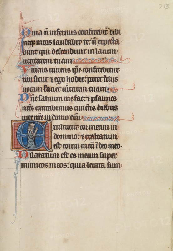 Initial E: A Woman in Prayer; Bute Psalter, text and illumination about 1285. Creator: Bute Master.