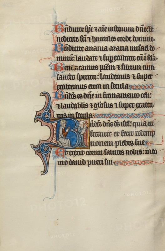 Initial B: A Jew Praying and the Virgin and Child; Initial B: The Jews Recognize Christ...about 1285 Creator: Bute Master.