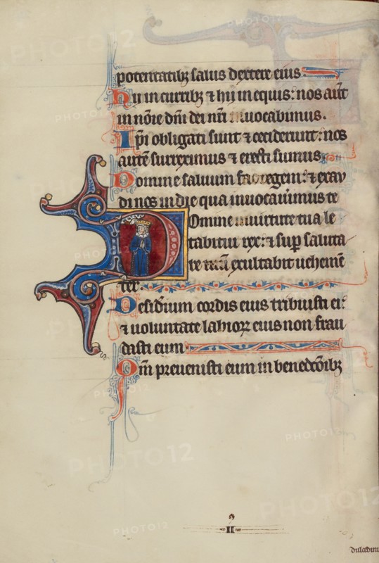 Initial D: God Crowning David; Bute Psalter, text and illumination about 1285. Creator: Bute Master.