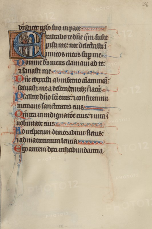 Initial E: A Bishop Blessing a Church; Bute Psalter, text and illumination about 1285. Creator: Bute Master.