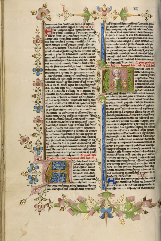 Initial A: Judith with the Head of Holofernes; Bible, about 1450. Creator: Circle of Stefan Lochner.