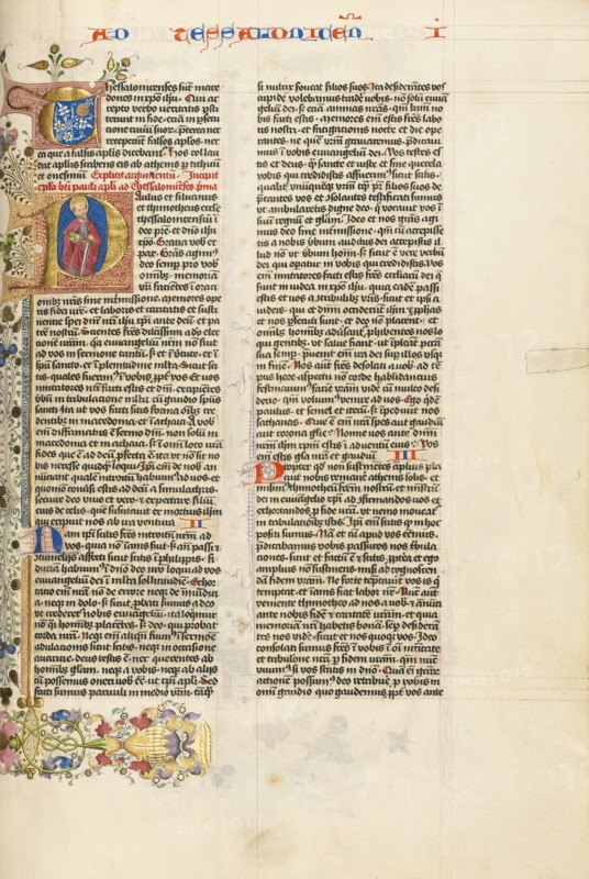 Initial P: Saint Paul with a Sword; Bible, about 1450. Creator: Circle of Stefan Lochner.