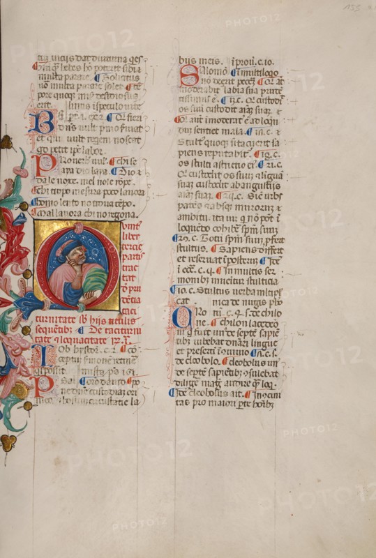 Initial Q: Bust Portrait of a Man Holding his Hand to his Cheek, early 15th century. Creator: Cristoforo Cortese.