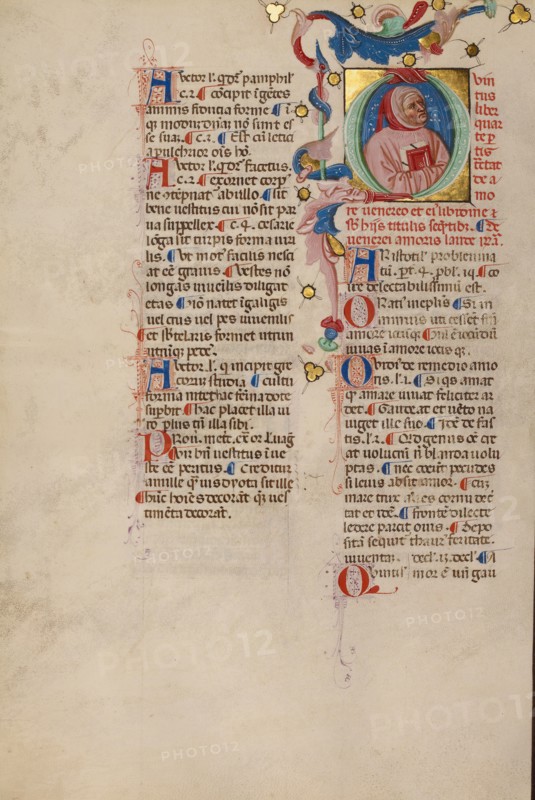 Initial Q: Bust Portrait of a Man; Compendium moralium notabilium, early 15th century. Creator: Cristoforo Cortese.