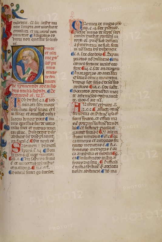 Initial Q: Bust Portrait of a Man; Compendium moralium notabilium, early 15th century. Creator: Cristoforo Cortese.