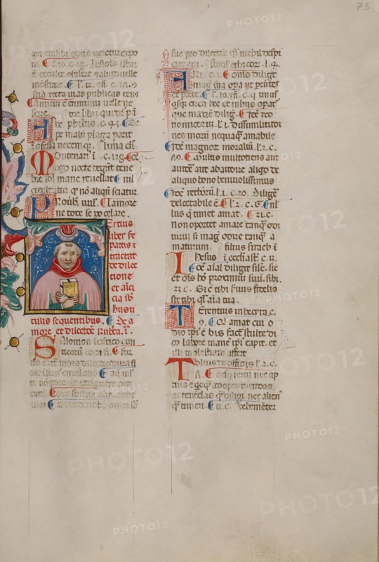 Initial T: Bust Portrait of a Bald-Headed Man; Compendium moralium notabilium, early 15th century. Creator: Cristoforo Cortese.