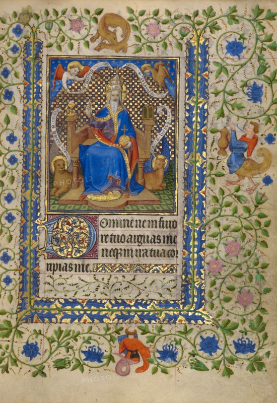 The Lord Enthroned between the Altars of the New and Old Law; Book of Hours, about 1410. Creator: Unknown.