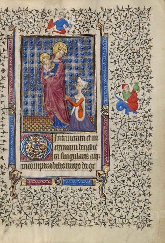 The Virgin and Child and a Woman in Prayer; Book of Hours, about 1410. Creator: Unknown.