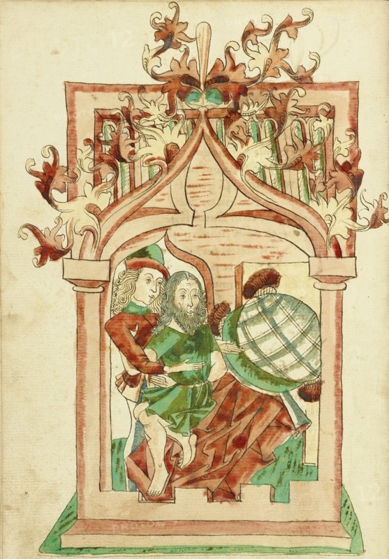 King Avenir and the Hermit; Barlaam und Josaphat, 1469. Creators: Hans Schilling, Diebolt Lauber.