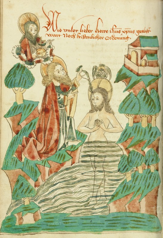 Baptism of Christ; Barlaam und Josaphat, 1469. Creators: Hans Schilling, Diebolt Lauber.