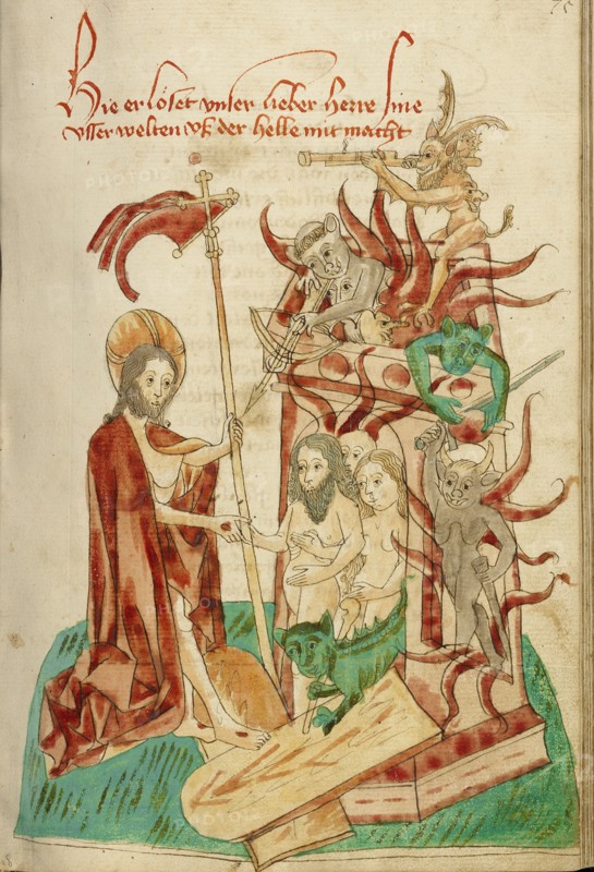 The Descent into Limbo; Barlaam und Josaphat, 1469. Creators: Hans Schilling, Diebolt Lauber.