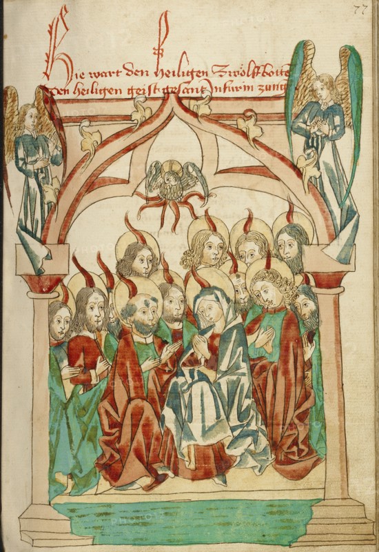 Pentecost; Barlaam und Josaphat, 1469. Creators: Hans Schilling, Diebolt Lauber.