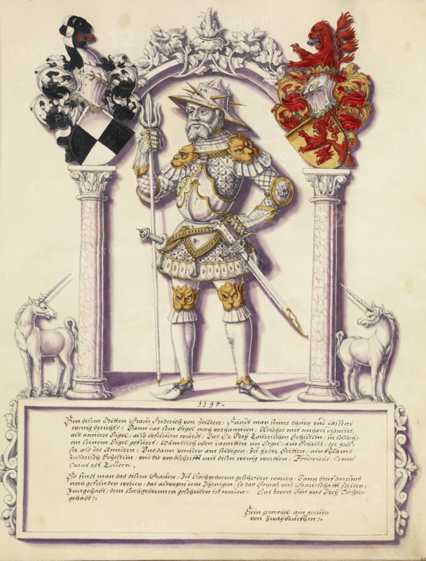 Friedrich III Hohenzollern; Chronicle of the Hohenzollern Family, about 1572. Creator: Jorg Ziegler.