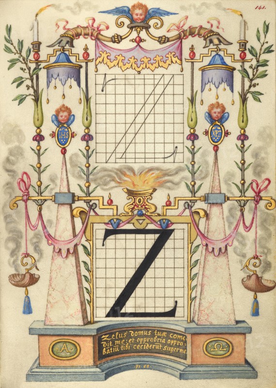 Guide for Constructing the Letter Z; Mira calligraphiae monumenta, about 1591-1596. Creator: Joris Hoefnagel.