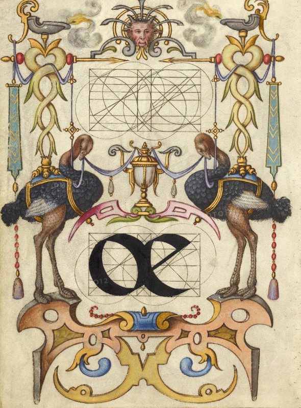 Guide for Constructing the Ligature oe; Mira calligraphiae monumenta, about 1591-1596. Creator: Joris Hoefnagel.
