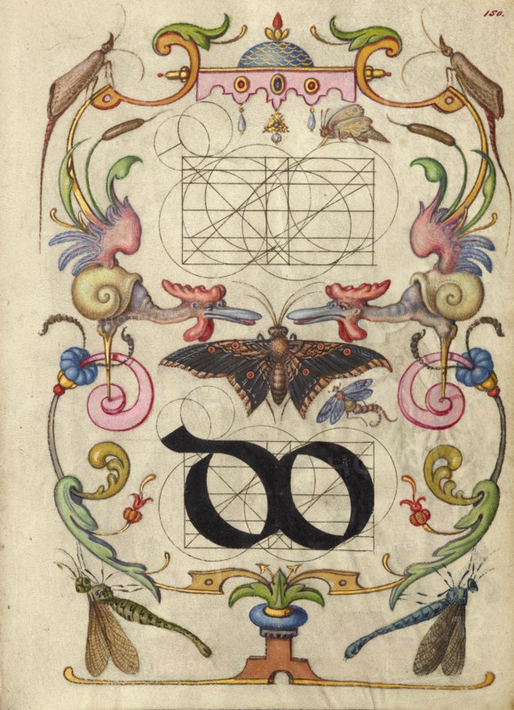 Guide for Constructing the Ligature do; Mira calligraphiae monumenta, about 1591-1596. Creator: Joris Hoefnagel.
