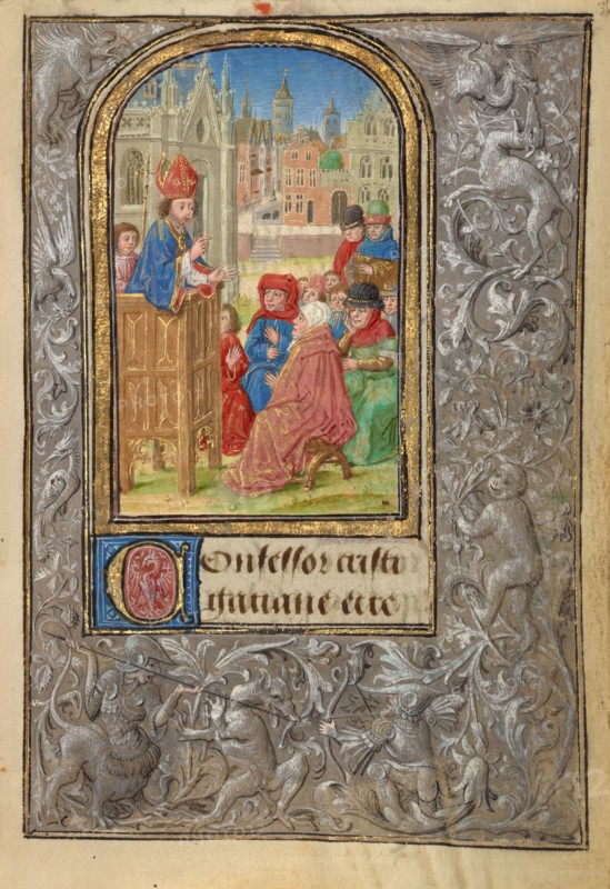 Saint Gatian Preaching; Prayer Book of Charles the Bold, 1469. Creator: Lieven van Lathem.