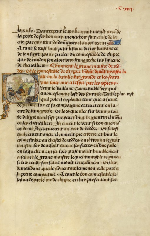 Initial Q: Military Aid Arriving in Cyprus; Roman de Gillion de Trazegnies, 1464. Creators: Lieven van Lathem, David Aubert.