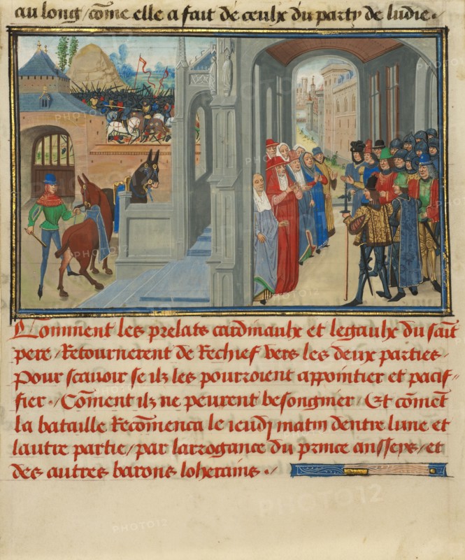 The Representatives of the Pope Attempting to Reconcile the..., written 1463-5; illuminated 1467-72. Creators: Loyset Liedet, Pol Fruit.