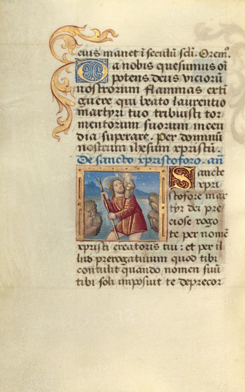 Saint Christopher; Poncher Hours, about 1500. Creator: Master of Jacques de Besancon.