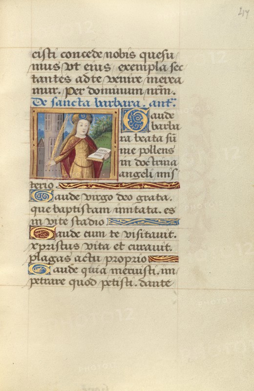 Saint Barbara; Poncher Hours, about 1500. Creator: Master of Jacques de Besancon.