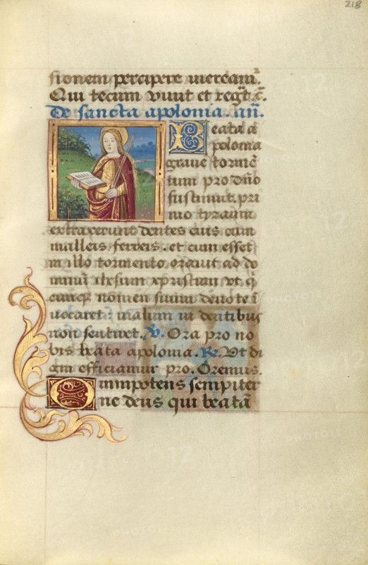Saint Apollonia; Poncher Hours, about 1500. Creator: Master of Jacques de Besancon.