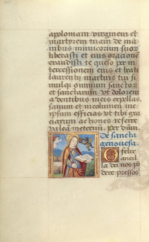 Saint Genovefa; Poncher Hours, about 1500. Creator: Master of Jacques de Besancon.