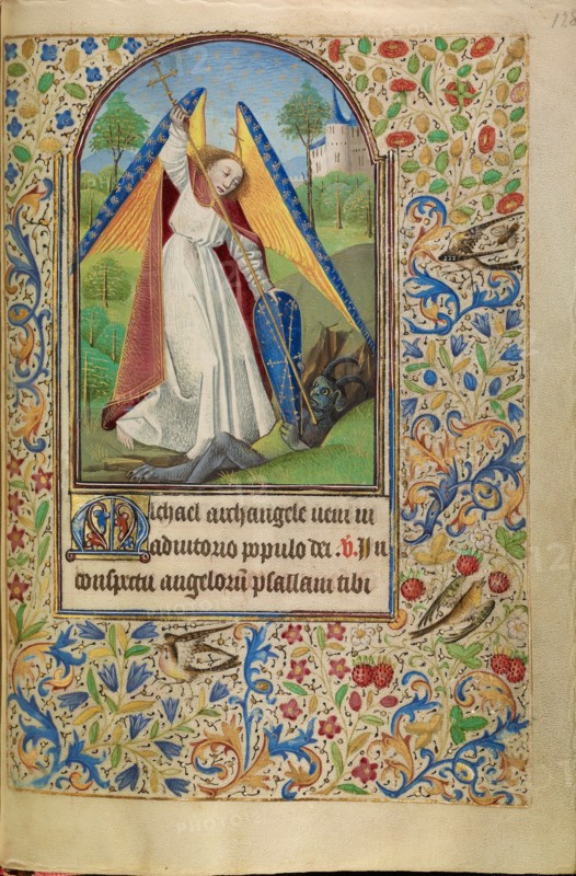 Saint Michael Battling the Devil; Book of Hours, about 1466-1470. Creator: Master of Jacques of Luxembourg.
