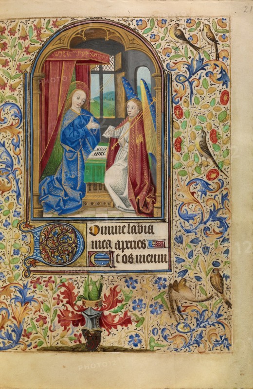 The Annunciation; Book of Hours, about 1466-1470. Creator: Master of Jacques of Luxembourg.