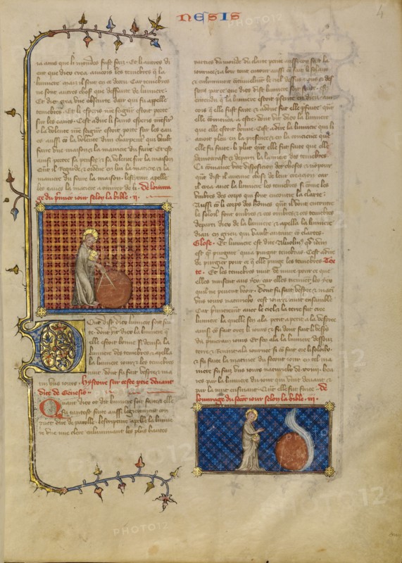The Creation of the World: The Creation of the Heavens; Creation Scenes, about 1360-1370. Creator: Master of Jean de Mandeville.