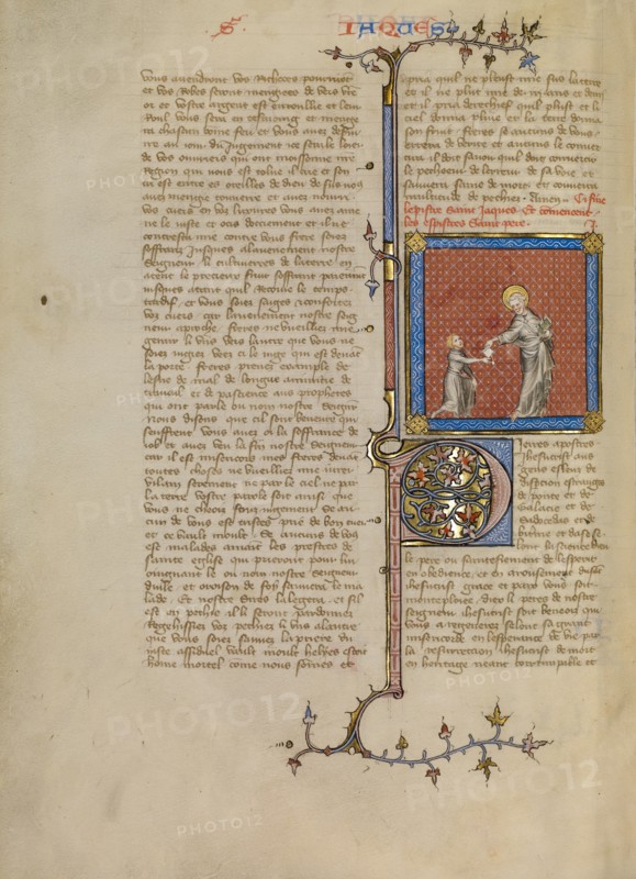 Saint Peter Handing a Letter to a Messenger, about 1360-1370. Creator: Master of Jean de Mandeville.