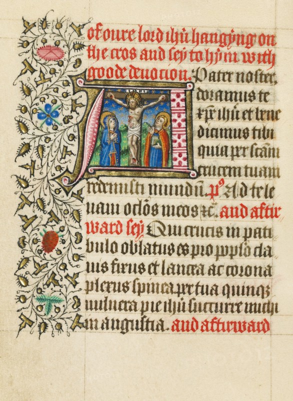 Initial A: The Crucifixion; Book of Hours, about 1430-1440. Creator: Fastolf Master.