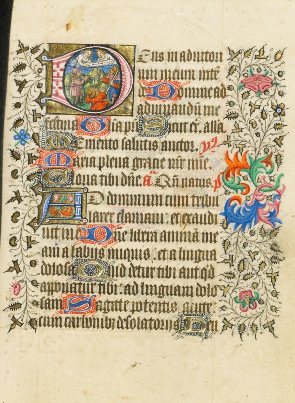 Initial D: The Annunciation to the Shepherds; Book of Hours, about 1430-1440. Creator: Fastolf Master.