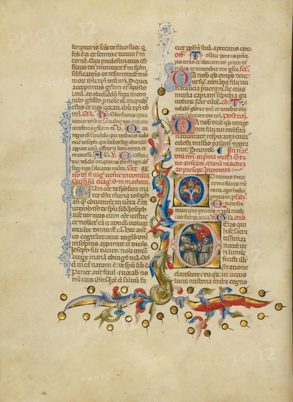 Initial D: The Annunciation to the Shepherds; Missal, between about 1389 and 1400. Creator: Master of the Brussels Initials.