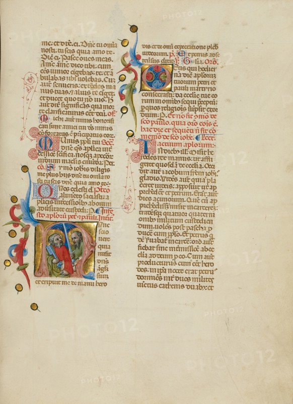 Initial N: Saints Peter and Paul; Missal, between about 1389 and 1400. Creator: Master of the Brussels Initials.
