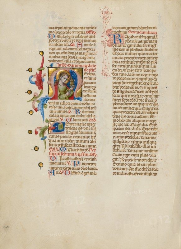 Initial M: Mary Magdalene; Missal, between about 1389 and 1400. Creator: Master of the Brussels Initials.