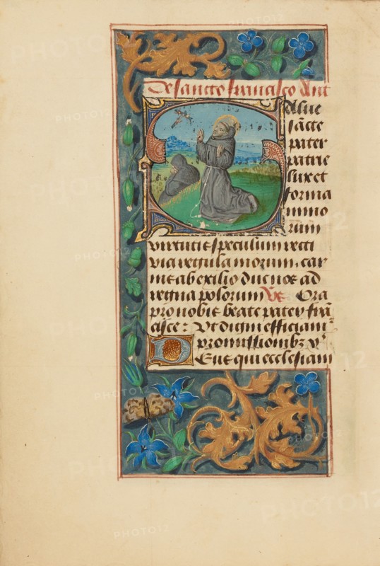 Initial S: The Stigmatization of Saint Francis; Crohin-La Fontaine Hours, (about 1480-1485?). Creators: Master of the Dresden Prayer Book, Workshop of the Master of the Dresden Prayer Book.