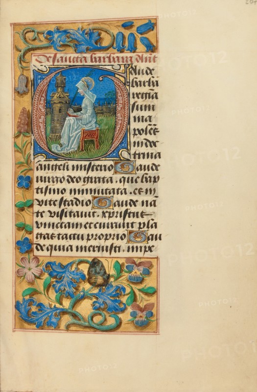 Initial G: Saint Barbara; Crohin-La Fontaine Hours, (about 1480-1485?). Creators: Master of the Dresden Prayer Book, Workshop of the Master of the Dresden Prayer Book.