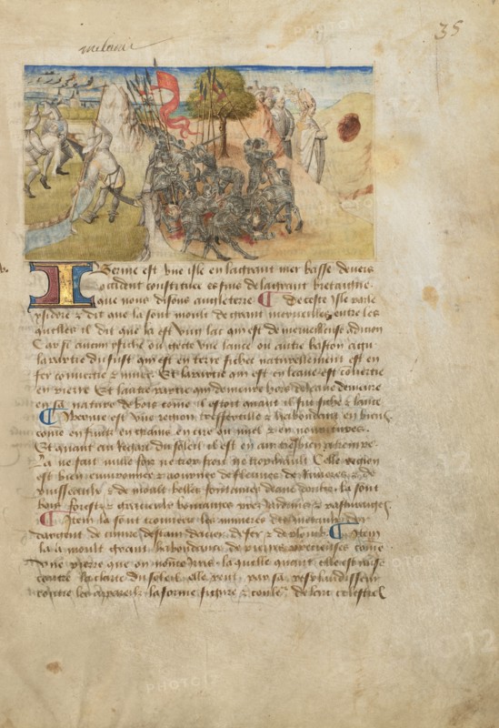 Ireland (Hibernia); Livre des merveilles du monde (Book of the Marvels of the World), about 1460-65. Creator: Master of the Geneva Boccaccio.