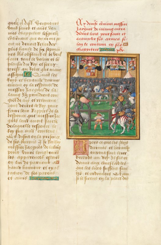 Jacques de Lalaing and Diego de Guzman Fighting before the King of Castile, about 1530. Creator: Master of the Getty Lalaing.