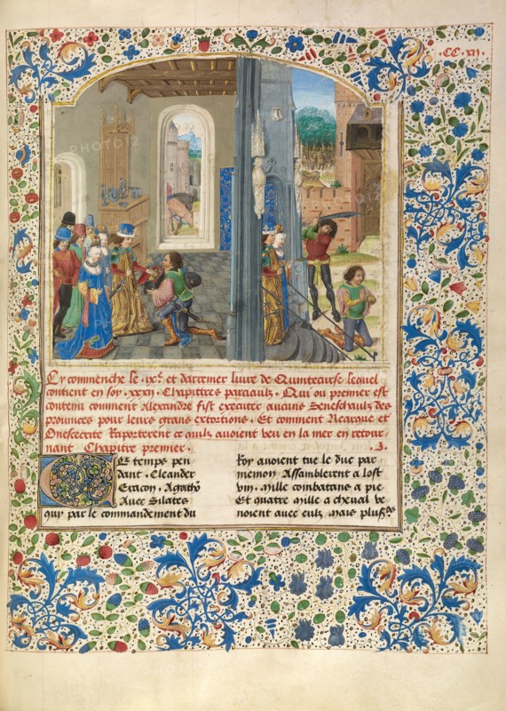 Orsines Presenting a Gift to Alexander and the Execution of Orsines, about 1470-1475. Creator: Master of the Jardin de vertueuse consolation.