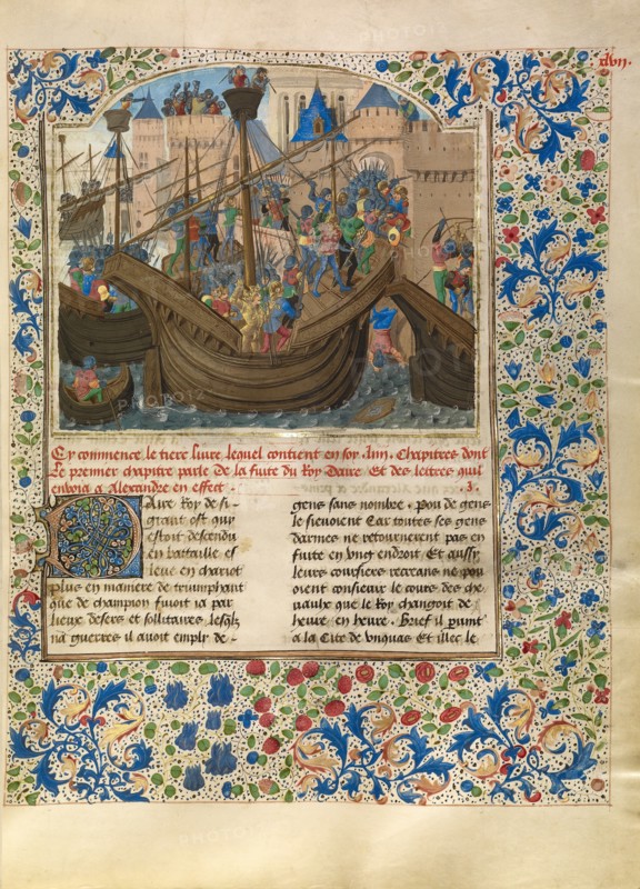 Alexander Attacks the City of Tyre; Livre des fais d'Alexandre le grant, about 1470-1475. Creator: Master of the Jardin de vertueuse consolation.