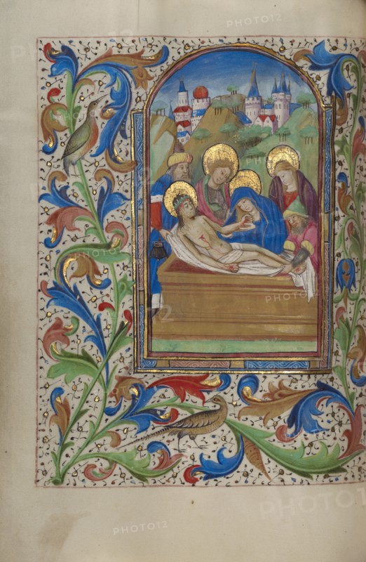 The Entombment; Book of Hours, about 1450-1455. Creator: Master of the Lee Hours.