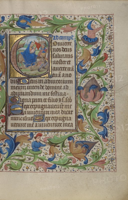 Initial C: The Flight into Egypt; Book of Hours, about 1450-1455. Creator: Master of the Lee Hours.