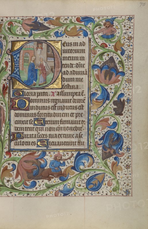 Initial D: The Visitation; Book of Hours, about 1450-1455. Creator: Master of the Lee Hours.