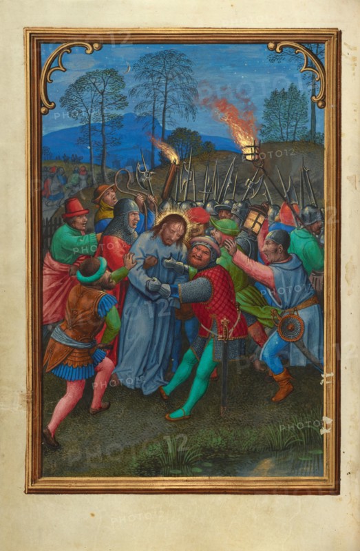 The Flight of the Apostles; Prayer Book of Cardinal Albrecht of Brandenburg, about 1525-1530. Creator: Simon Bening.