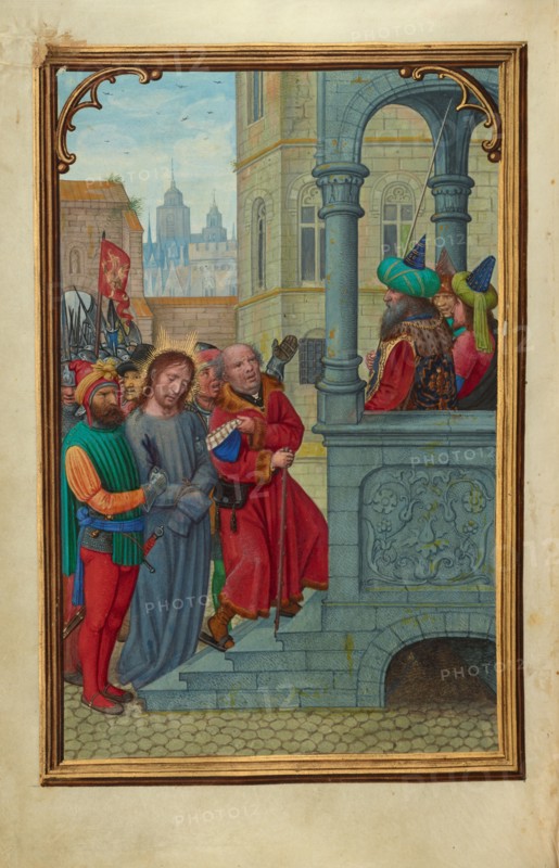 Christ before Pilate; Prayer Book of Cardinal Albrecht of Brandenburg, about 1525-1530. Creator: Simon Bening.
