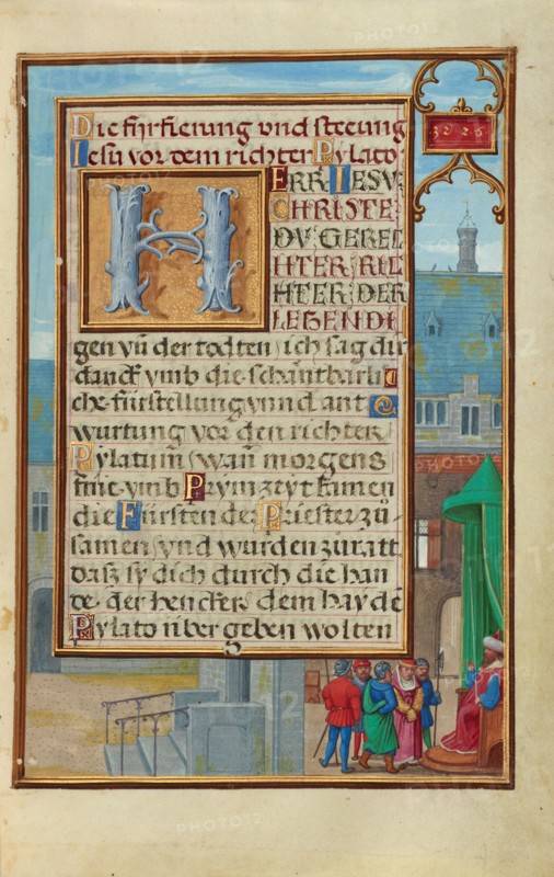 Border with a Captured Prophet before a Prince or King, about 1525-1530. Creator: Simon Bening.